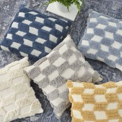 Nicole Curtis Tufted Diag Checkers Indoor Throw Pillow -Safavieh Store 5846784 ALT5