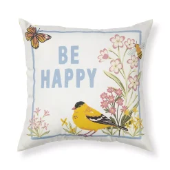 Sonoma Goods For Life® 17" X 17" "Be Happy" Outdoor Throw Pillow