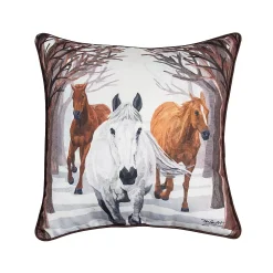 C&F Home Horses Descending Winter Throw Pillow