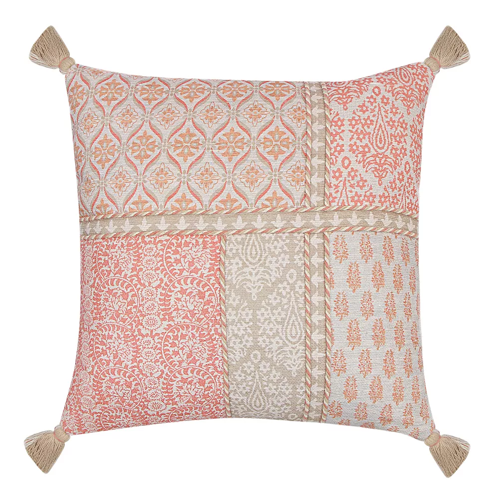Sonoma Goods For Life® Coral & Tan Block Print Ultimate Feather Fill Throw Pillow 3 Sonoma Goods For Life® Coral & Tan Block Print Ultimate Feather Fill Throw Pillow