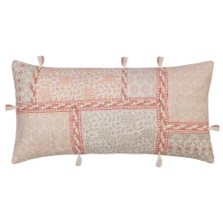Sonoma Goods For Life® Coral & Tan Block Print Ultimate Feather Fill Tasseled Throw Pillow
