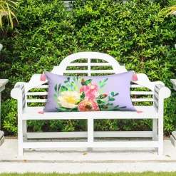 Edie At Home Edie@Home Indoor Outdoor Rose Print With Embroidery And Ombre Tassels Throw Pillow -Safavieh Store 5927148 ALT5