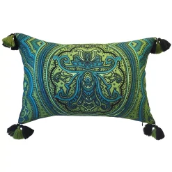 Edie At Home Edie@Home Indoor Outdoor Arabesque Watercolor Paisley Throw Pillow