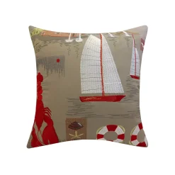 Edie At Home Edie@Home Indoor Outdoor Embroidered Lobster Sailing Throw Pillow
