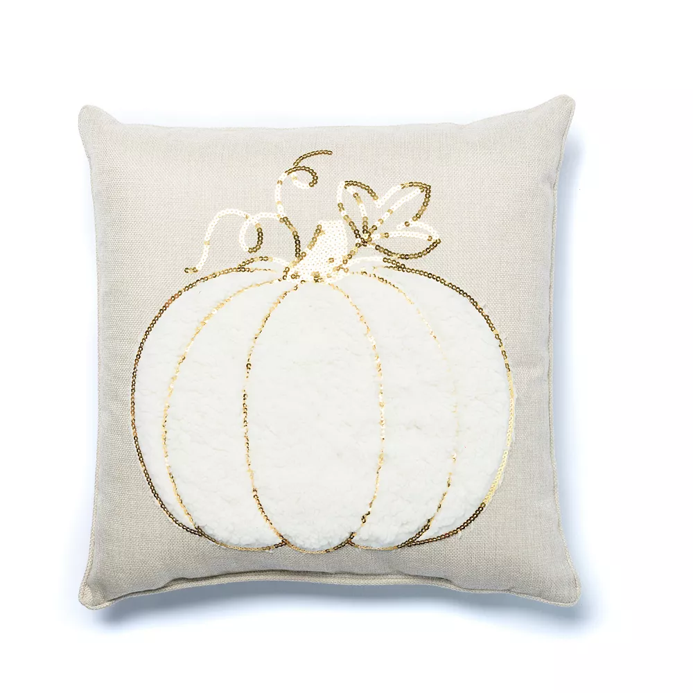Tempo Home White And Gold Pumpkin Toss Throw Pillow 3 Tempo Home White And Gold Pumpkin Toss Throw Pillow