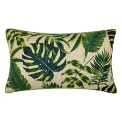 NYBG New York Botanical Garden® Indoor Outdoor Raffia Embroidered Leaves Throw Pillow