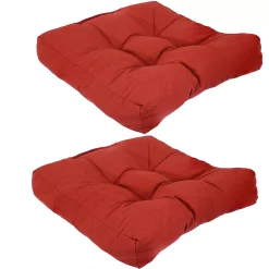 Sunnydaze Decor Sunnydaze Outdoor Square Olefin Tufted Seat Cushions - Brick Red - Set Of 2