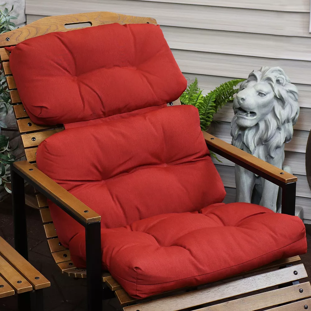 Sunnydaze Decor Sunnydaze Tufted High Back Olefin Indoor/Outdoor Patio Chair Cushion - Red 4 Sunnydaze Decor Sunnydaze Tufted High Back Olefin Indoor/Outdoor Patio Chair Cushion - Red - Image 2