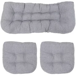 Sunnydaze Decor Sunnydaze Indoor/Outdoor Olefin 3-Piece Tufted Settee Cushion Set - Gray