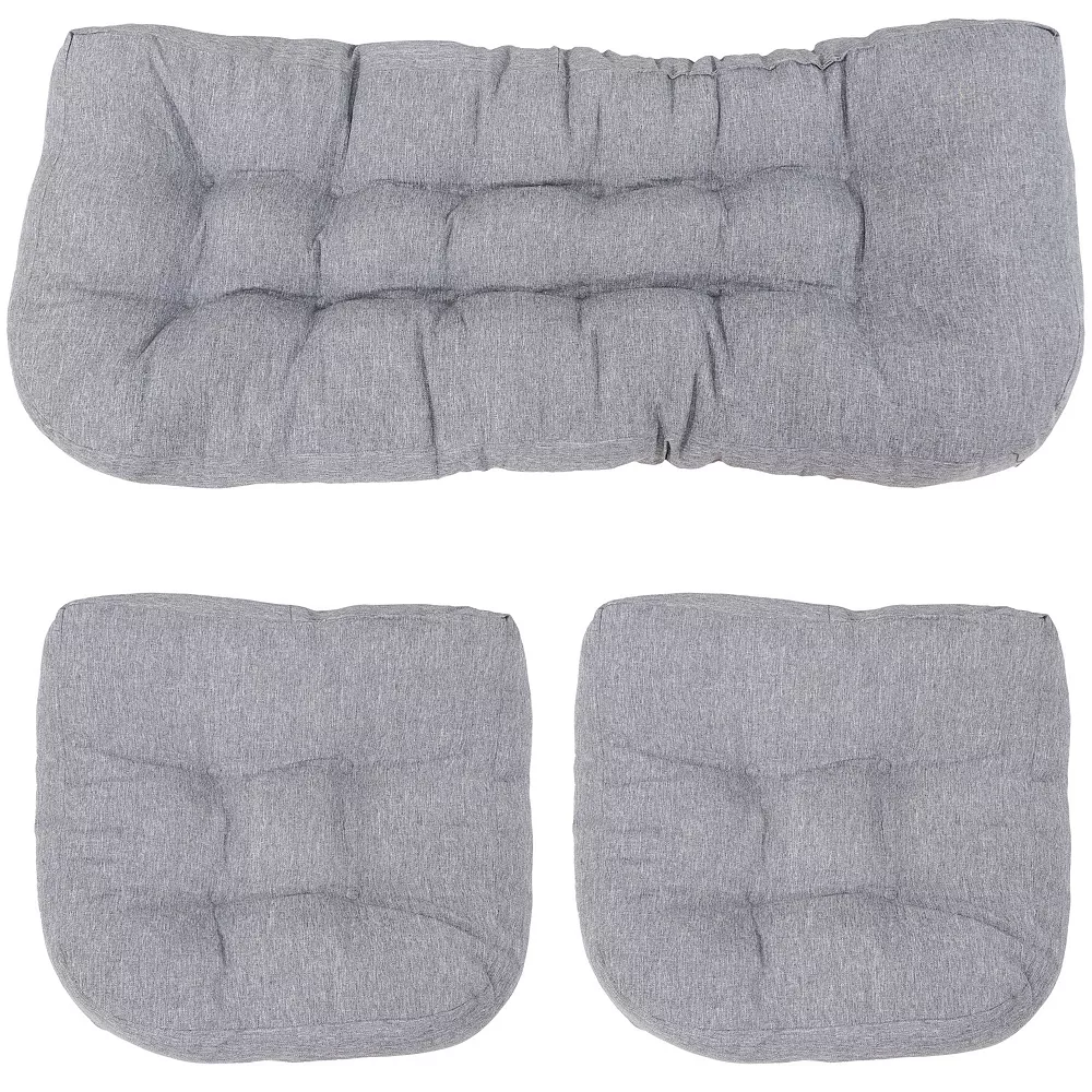 Sunnydaze Decor Sunnydaze Indoor/Outdoor Olefin 3-Piece Tufted Settee Cushion Set - Gray 3 Sunnydaze Decor Sunnydaze Indoor/Outdoor Olefin 3-Piece Tufted Settee Cushion Set - Gray