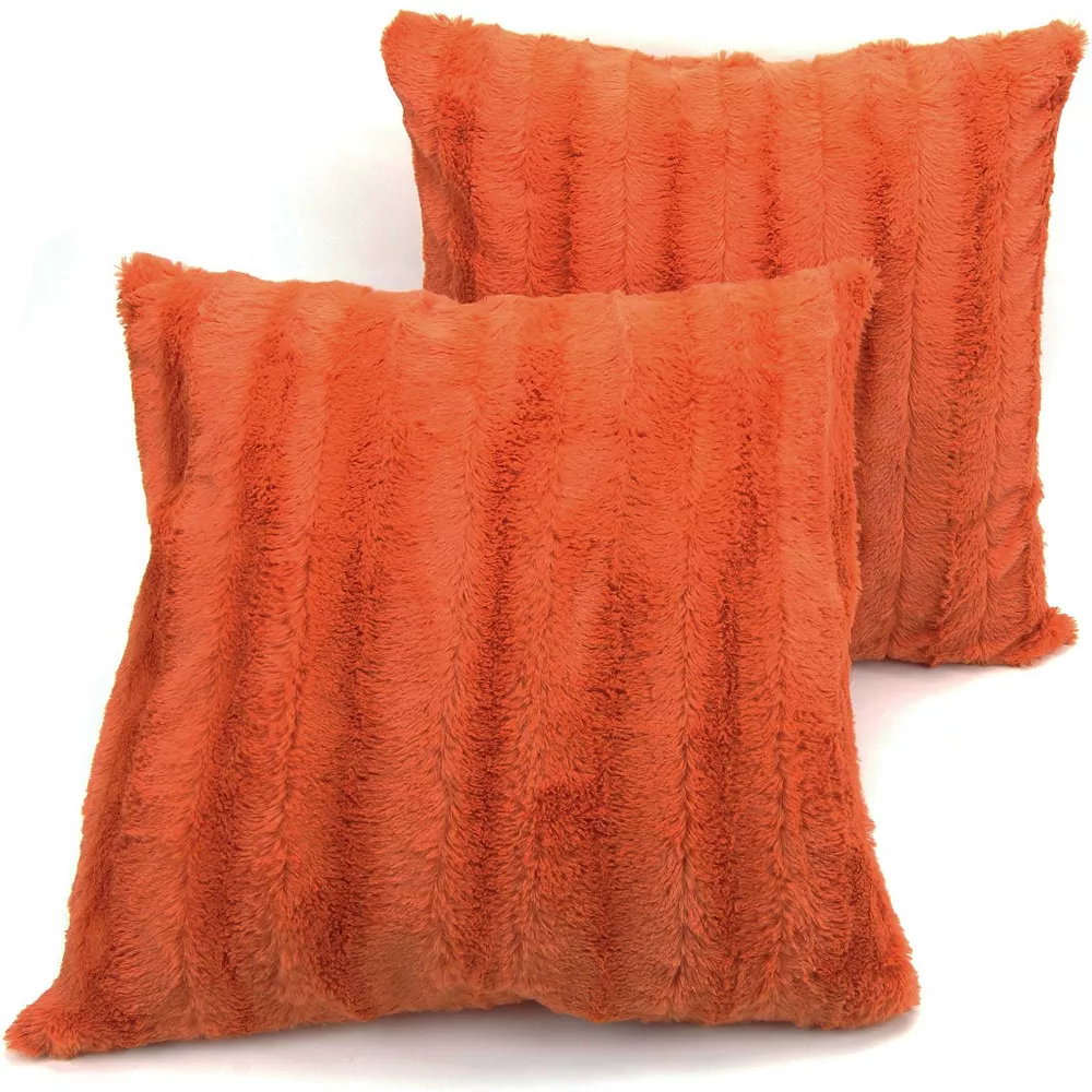 Cheer Collection Set Of 2 Faux Fur Throw Pillows 22" X 22" 4 Cheer Collection Set Of 2 Faux Fur Throw Pillows 22" X 22" - Image 2