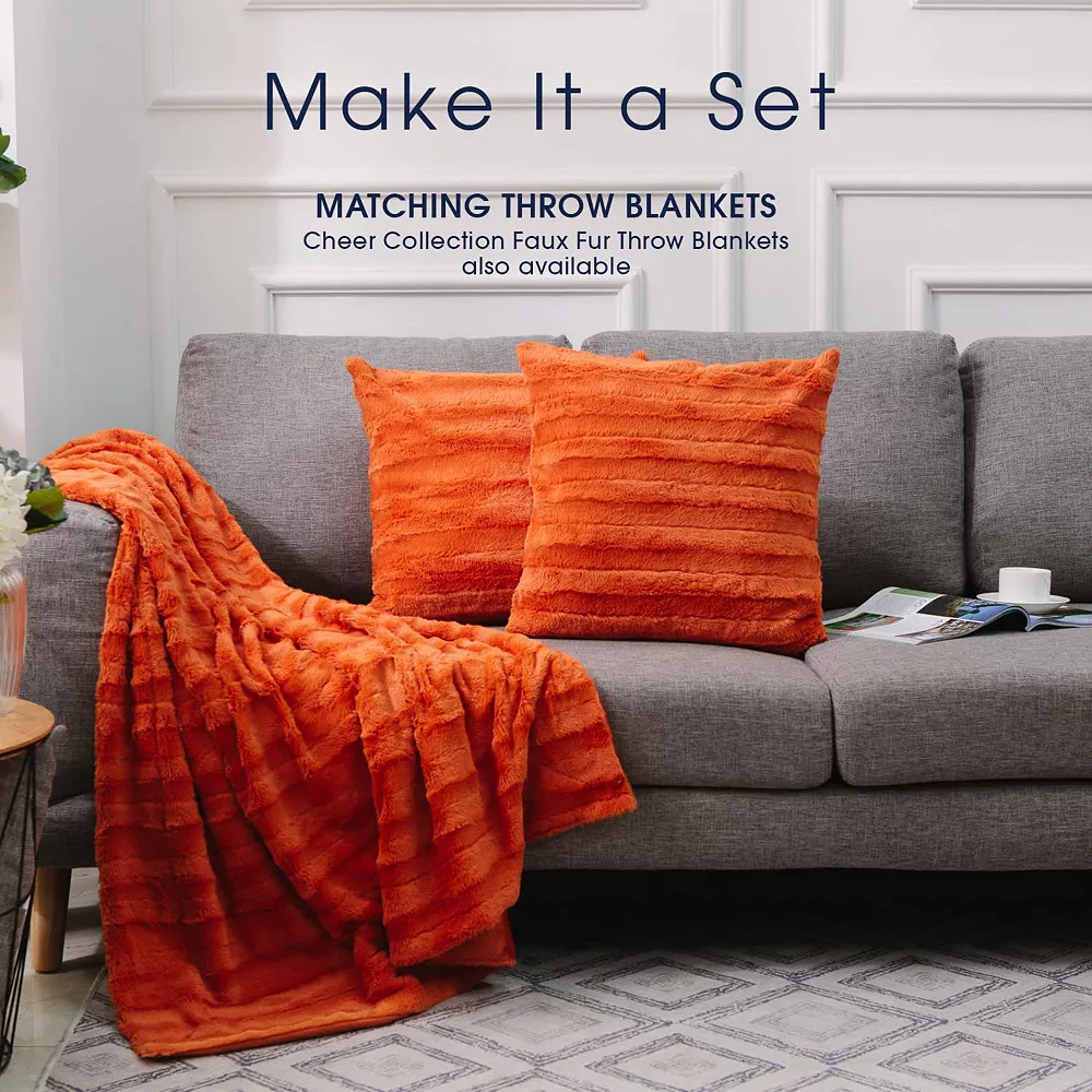 Cheer Collection Set Of 2 Faux Fur Throw Pillows 22" X 22" 5 Cheer Collection Set Of 2 Faux Fur Throw Pillows 22" X 22" - Image 3