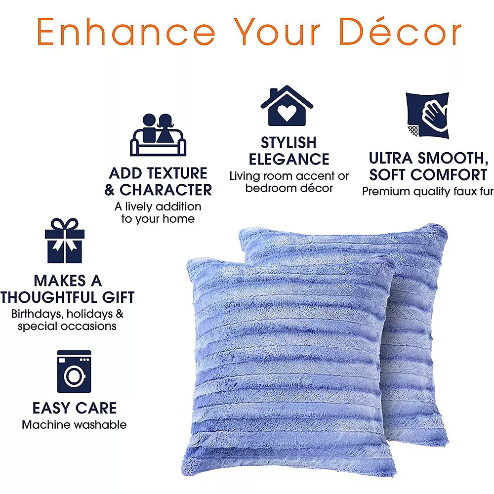 Cheer Collection Set Of 2 Faux Fur Throw Pillows 22" X 22" 6 Cheer Collection Set Of 2 Faux Fur Throw Pillows 22" X 22" - Image 4