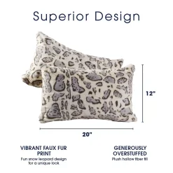 Cheer Collection Set Of 2 Snow Leopard Print Throw Pillows - Soft Velvety Faux Fur Decorative Lumbar Couch Pillows -Safavieh Store 5975665 ALT2