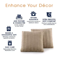 Cheer Collection Faux Fur Square Decorative Pillow 18x18 (Set Of 2) -Safavieh Store 5977765 ALT2