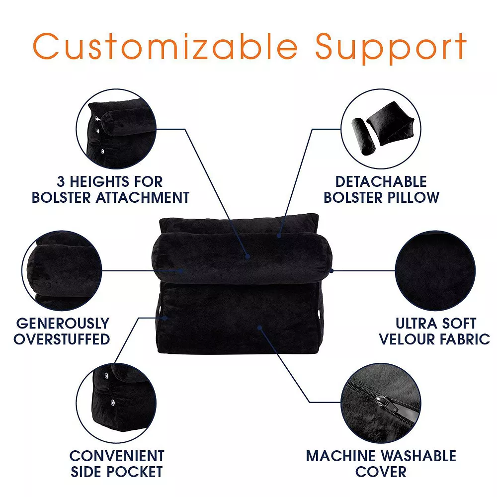 Cheer Collection Wedge Shaped Back Support Pillow And Bed Rest Cushion For Reading, Gaming, Watching - With Adjustable Neck Pillow 6 Cheer Collection Wedge Shaped Back Support Pillow And Bed Rest Cushion For Reading, Gaming, Watching - With Adjustable Neck Pillow - Image 4