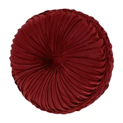 Five Queens Court Nicholas Crimson Tufted Round Decorative Throw Pillow