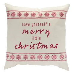 Christmas Central 17" Red And Ivory "Have Yourself A Merry Little Christmas" Throw Pillow