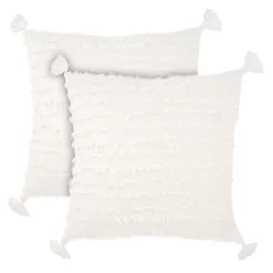 Farmlyn Creek Decorative Striped White Throw Pillow Covers For Bedroom, Couch, Patio Furniture (2 Pack, 20 X 20 In)