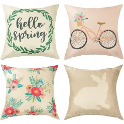 Juvale Spring Throw Pillow Covers For Easter, 4 Designs (17 X 17 In, 4 Pack)