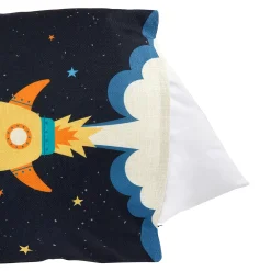 Juvale 4 Pack Spaceship Decorative Kids Throw Pillow Covers, 4 Designs, Astronaut, Rocket Ship, Galaxy Theme (18 X 18 In) -Safavieh Store 6096485 ALT2