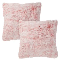 Juvale Blush Pink Faux Fur Throw Pillow Covers, Fuzzy Home Decor (20 X 20 Inches, 2 Pack)