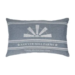 VHC Brands Sawyer Mill 14x22" Rectangular Accent Throw Pillow, Windmill, Blue