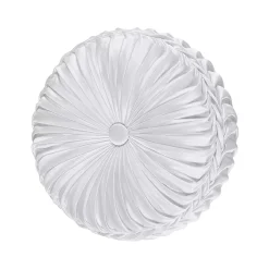 Five Queens Court Antonia White Tufted Round Decorative Throw Pillow