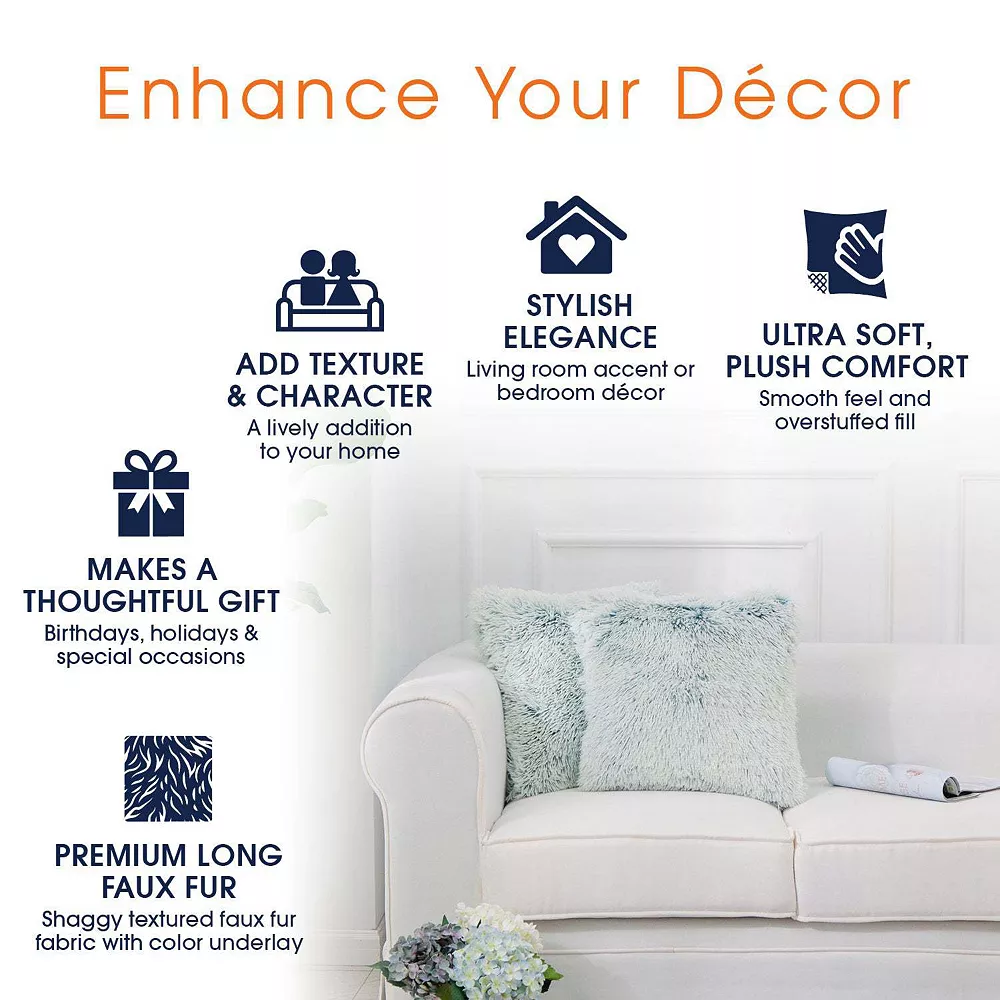 Cheer Collection Set Of 2 Shaggy Long Hair Throw Pillows - Super Soft And Plush Faux Fur Accent Pillows - 18 X 18 Inches 6 Cheer Collection Set Of 2 Shaggy Long Hair Throw Pillows - Super Soft And Plush Faux Fur Accent Pillows - 18 X 18 Inches - Image 4