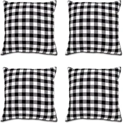 Okuna Outpost Black Plaid Throw Pillow Covers For Home Decor (18 X 18 In, 4 Pack)