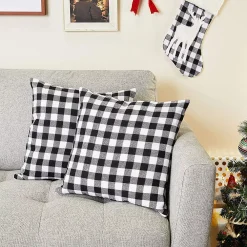 Okuna Outpost Black Plaid Throw Pillow Covers For Home Decor (18 X 18 In, 4 Pack) -Safavieh Store 6149915 ALT2