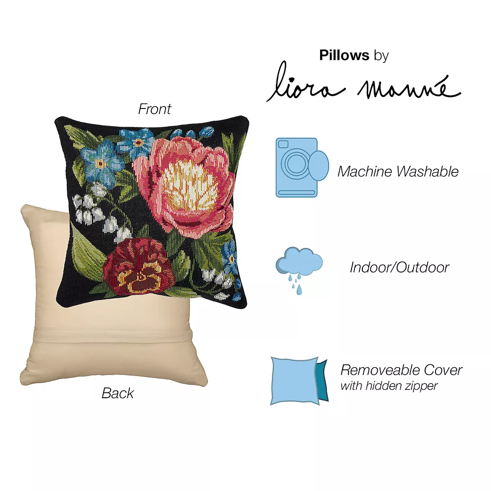 Liora Manne Marina Secret Garden Indoor/Outdoor Pillow 5 Liora Manne Marina Secret Garden Indoor/Outdoor Pillow - Image 3