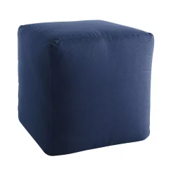 Sorra Home Indoor/Outdoor Sunbrella Foam Pouf - Canvas Navy