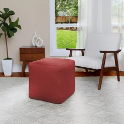 Sorra Home Indoor/Outdoor Sunbrella Foam Pouf - Cast Pomegranate 6 Sorra Home Indoor/Outdoor Sunbrella Foam Pouf - Cast Pomegranate -Safavieh Store 6167737 ALT