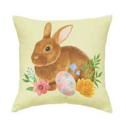 C&F Home Yellow Floral Bunny Easter Throw Pillow