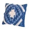 Benzara 18 X 18 Handcrafted Shaggy Soft Cotton Accent Throw Pillow, Southwest Aztec Pattern, Blue And White 1 Benzara 18 X 18 Handcrafted Shaggy Soft Cotton Accent Throw Pillow, Southwest Aztec Pattern, Blue And White -Safavieh Store 6192816