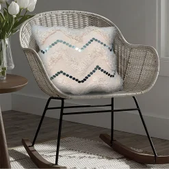 Benzara 18 X 18 Square Cotton Accent Throw Pillow, Handcrafted Chevron Patchwork, Sequins, Blush Pink -Safavieh Store 6192820 ALT2