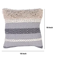 Benzara 18 X 18 Handcrafted Cotton Accent Throw Pillow, Geometric Lined Pattern, Woven Yarn, Multicolor -Safavieh Store 6193001 ALT2