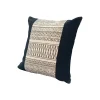 Benzara 18 X 18 Square Cotton Accent Throw Pillow, Aztec Inspired Linework Pattern, Off White, Black