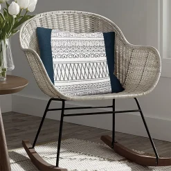 Benzara 18 X 18 Square Cotton Accent Throw Pillow, Aztec Inspired Linework Pattern, Off White, Black -Safavieh Store 6193016 ALT2