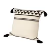 Benzara 18 X 18 Square Cotton Accent Throw Pillow With Simple Striped Pattern And Tassels, White And Black