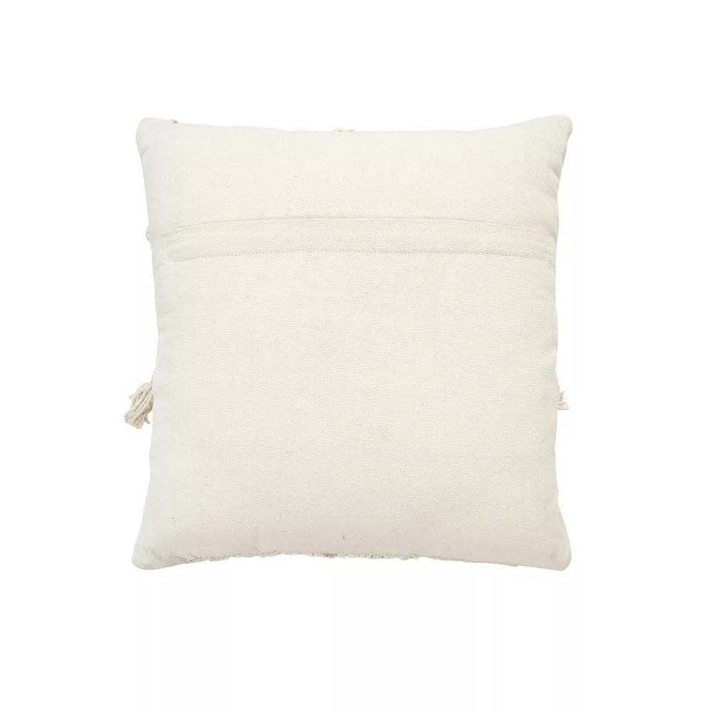 Benzara 18 X 18 Square Cotton Accent Throw Pillow With Simple Striped Pattern And Tassels, White And Black 4 Benzara 18 X 18 Square Cotton Accent Throw Pillow With Simple Striped Pattern And Tassels, White And Black - Image 2