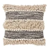 Benzara 18 X 18 Shaggy Square Cotton Accent Throw Pillow, Abstract Art Texture Design, Beige, Black