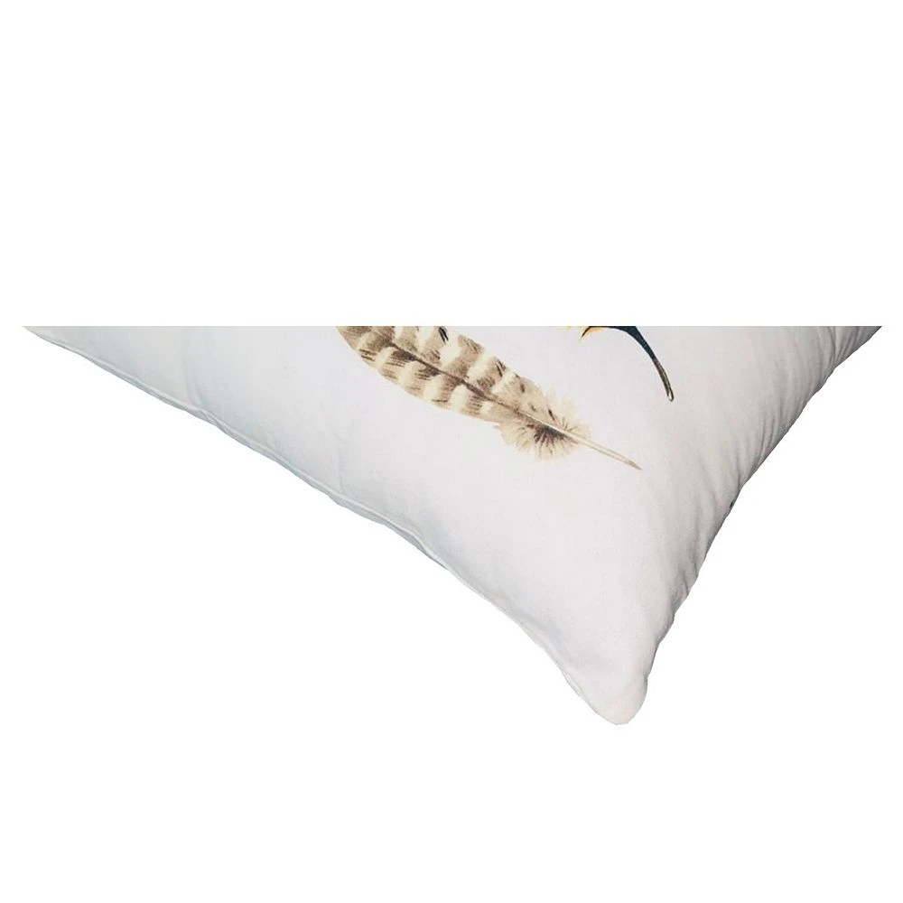 Benzara 20 X 20 Modern Square Cotton Accent Throw Pillow, Printed Feather Patterned Design, White, Multicolor 4 Benzara 20 X 20 Modern Square Cotton Accent Throw Pillow, Printed Feather Patterned Design, White, Multicolor - Image 2