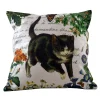 Golden Hill Studio 18" Black And White Kitten On A Calligraphy Background Throw Pillow
