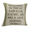 Golden Hill Studio 12" Tan With Green Striped 'Nice Normal Family' Decorative Throw Pillow