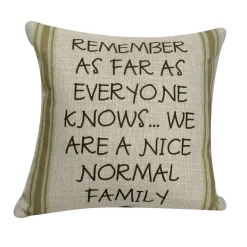 Golden Hill Studio 12" Tan With Green Striped 'Nice Normal Family' Decorative Throw Pillow