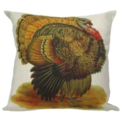 Golden Hill Studio 18" White And Yellow Turkey Square Throw Pillow Cover