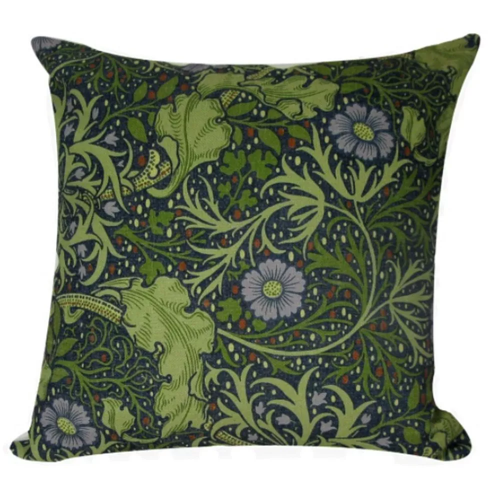 Golden Hill Studio 18" Green And Blue Floral Square Throw Pillow Cover 3 Golden Hill Studio 18" Green And Blue Floral Square Throw Pillow Cover