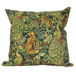 Golden Hill Studio 18" Green Fox And Peacock Square Throw Pillow With Insert